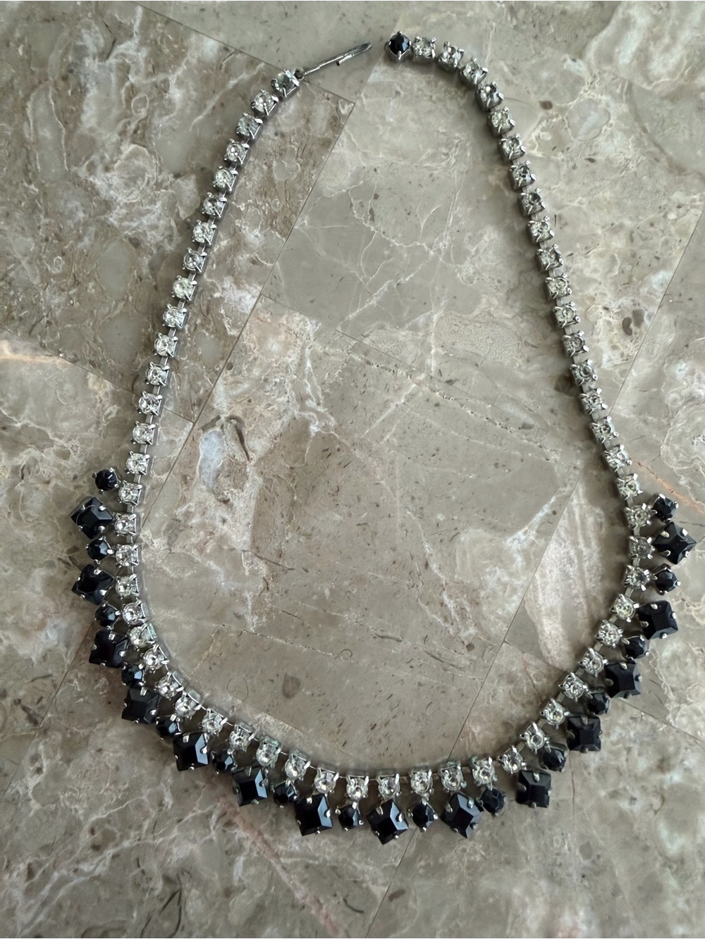 Black & Clear Crystal Drop Necklace - Women Jewelry